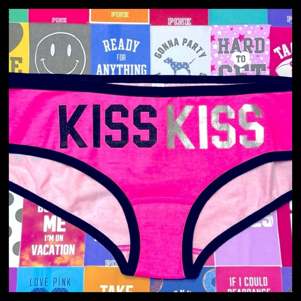 💕ⓅⒾⓃⓀ ⓋⓈ RARE/HTF “KISS KISS WINK WINK” Extra Low Rise Hipster Panties ✨NWT💕 - Picture 7 of 7